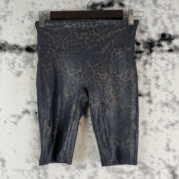 Spanx Bike Shorts Women's Size Small Metallic Cheetah Print‎ Athleisurre Gym - Picture 1 of 10